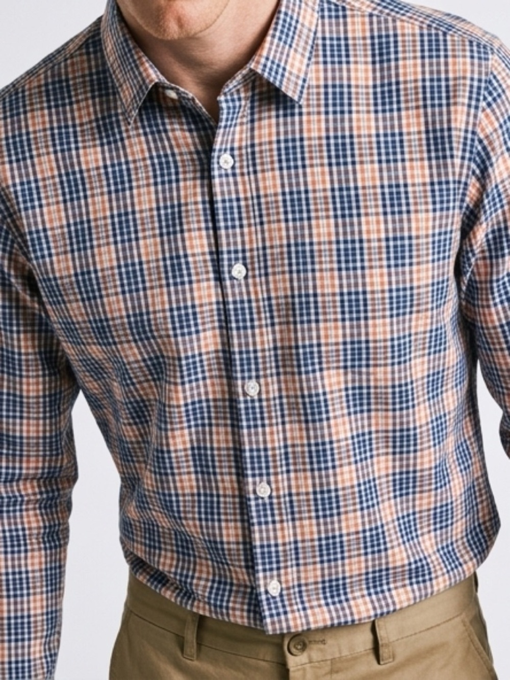 Olefant Men's Blue and Red Checkered Button-Down Shirt